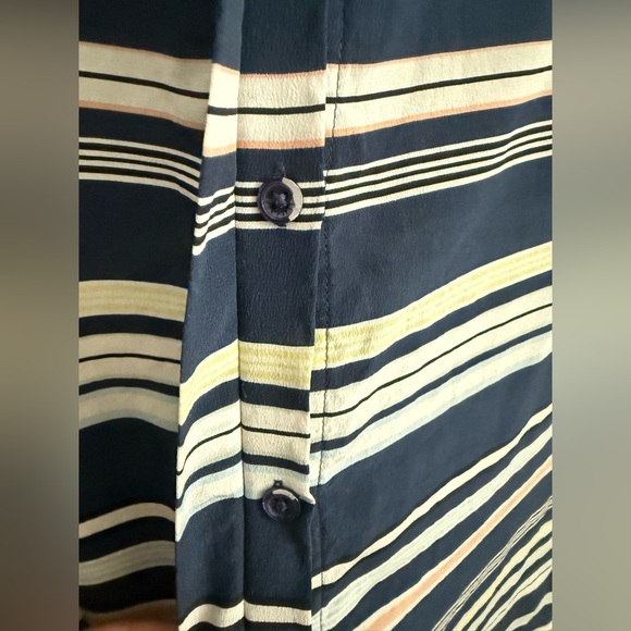 Equipment Silk Striped Sleeveless Shirt Dress Summer Dress Medium Blue Stripe - Picture 6 of 8